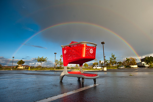 rain rainbow parkinglot shoppingcart target doublerainbow venturacounty lowperspective minimall thebestshoppingcartphotoonflickr