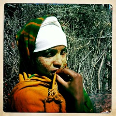 Young woman in Lasadacwo with qasil on her face Somaliland  thru Iphone Hipstamatic