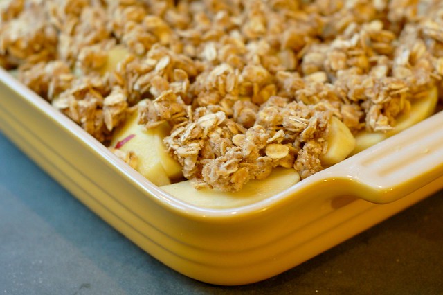 Apple crisp about to go into the oven by Eve Fox, Garden of Eating blog, copyright 2011