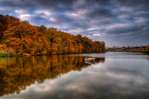 wood blue autumn trees sky orange lake tree green fall nature water leaves clouds forest catchycolors boat romania arrow hdr d5000 flickraward ilfov cozieni