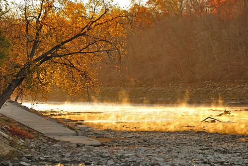 morning autumn water silhouette backlight forest sunrise landscape woods midwest rocks iowa falls steam ia backlit skunkriver southeastiowa oaklandmills