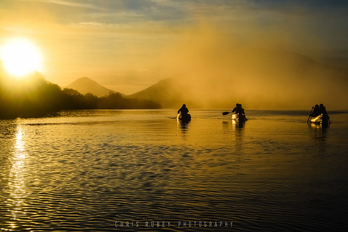 sunset lake nature water fog boats gold scotland canoe watersports lochtay