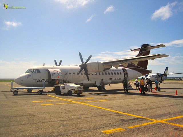 Flight to Roatan, Honduras airport in Central America