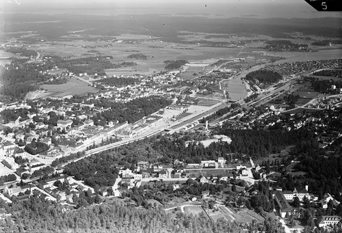old blackandwhite bw vintage town photo view sweden small 1940 images 1940s aerialphoto airphoto smalltown hälsingland svartvitt söderhamn flygfoto stadsvy