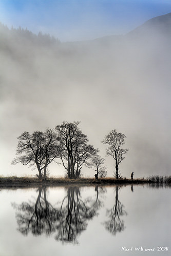 trees mist water landscape scotland fishing williams silhouettes karl trossachs hdr angling explored lochchon saariysqualitypictures karlwilliams