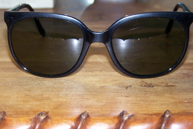 1980's BUCCI Cat Sunglasses, black with grey polarized lenses sold w ...
