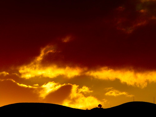 sky clouds sunrise nuvole alba cielo albero rosso colline
