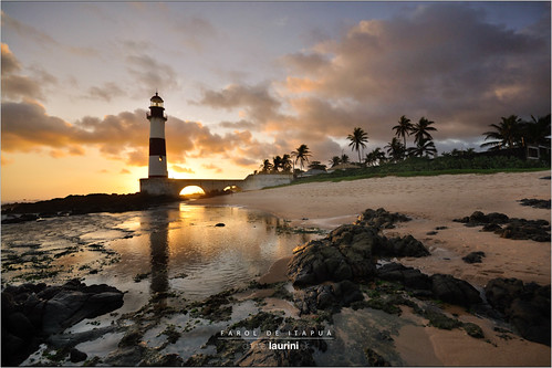 ocean sunset brazil lighthouse beach rock brasil salvador farol itapuã nordeste