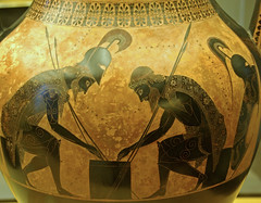 Aquil·les i Àiax amb un joc de taula, àmfora pintada per Exèquias, Musei Vaticani, Rome