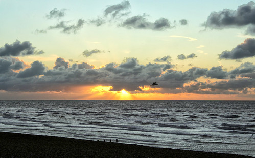 uk sea england clouds sunrise dawn waves unitedkingdom seagull sunrays englishchannel breakwater lamanche bexhill coastalresort larigan phamilton welcomeuk licensedwithgettyimages