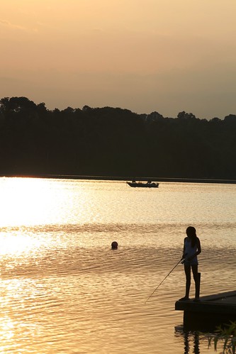 sunset lake reflection water gold boat fishing pa marshcreekstatepark