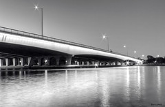 bridge lights and black and white