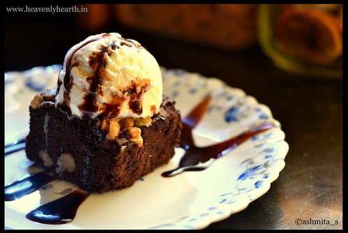The Chocolate Walnut Brownie with Vanilla Ice Cream