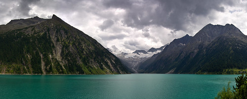 panorama mountain lake snow green water austria glacier schlegeis cliffr thomasrichter