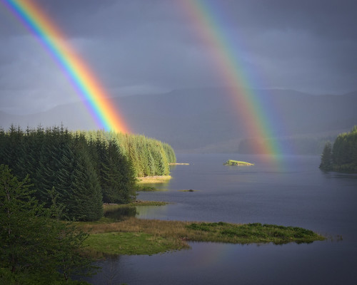 light sky colour art nature water rain landscape scotland highlands rainbow places gb distance atmosphericoptics laggan rawconversion rawtherapee