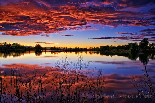 sunset sky lake reflection nature reflections skyscape evening nikon bravo colorado glow fortcollins co bluehour openspace frontrange hdri larimer exposureblending clff d700 arapahobend