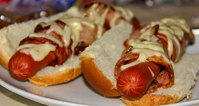 bacon-wrapped hot dog