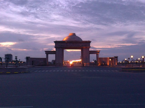 road bridge light sky india clouds sunrise gate arch stones arcade entrance dome gateway predawn lucknow ambedkar