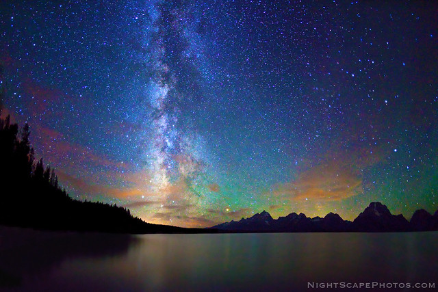 Stars, Milky Way, Jackson Lake, Grand Teton NP