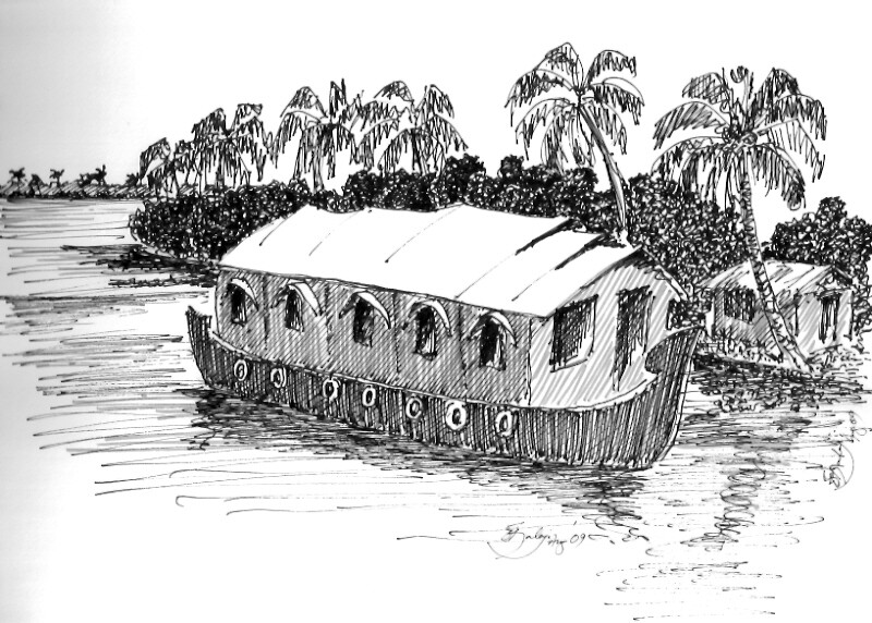 Houseboat simple drawing
