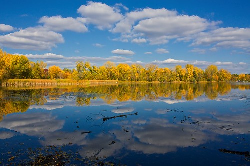 blue autumn lake minnesota clouds reflections stpaul