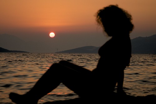 sunset sea silhouette