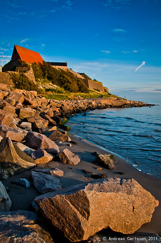sunset sea castle beach sweden varberg d90 fästningen