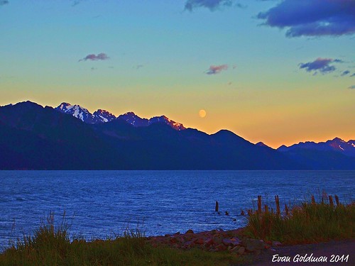 travel evan moon mountains alaska landscape evening scenic glaciers resurrectionbay sunsetcolors