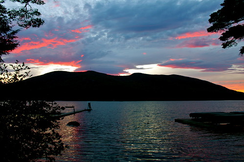 sunset lake clouds pond moose wyonegonic