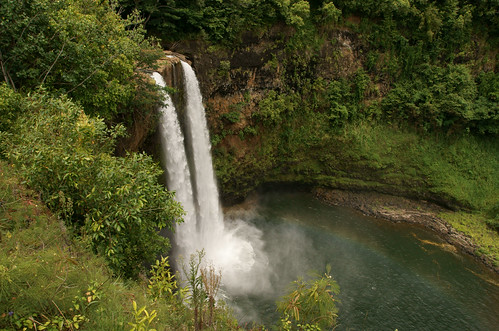hawaii waterfall rainbow double falls kauai wailuafalls ringexcellence