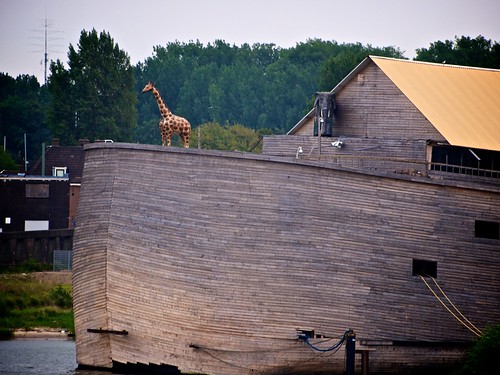 Giraf en olifant op de Ark