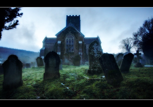 mist tower church graveyard fog rural ancient cemetary spooky devon tombstones canoneos westcountry ashcombe rmrayner stnectanus