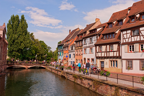 trees houses sky france water clouds river nikon pretty colmar alsace channel touristic d700