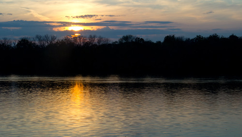 sunset sun lake reflection fall water newjersey trenton
