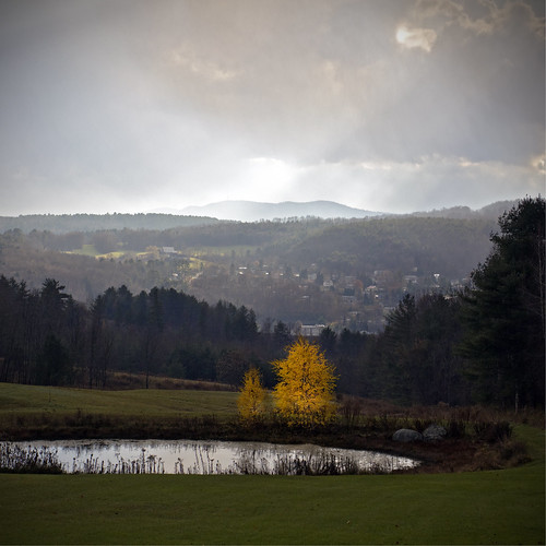 light storm clouds landscape countryside pond vermont view birch approaching