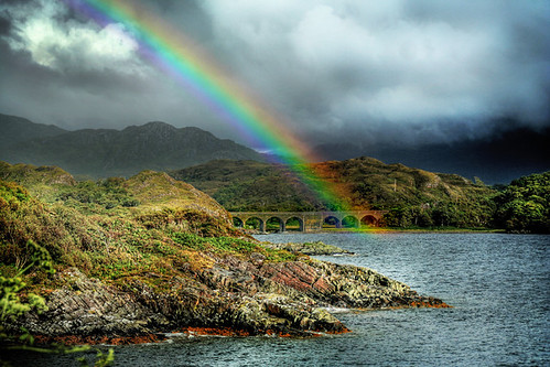 uk bridge water clouds scotland rainbow hills lochailort lochnanuamh absolutelystunningscapes hdrfromsingleexposition