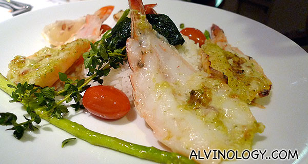 Grilled prawn with rice