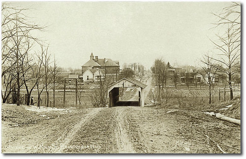 advertising barns bridges buildings businesses fence houses porch realphoto residential roads schools sepia signs snow streams streetscene brownsburg indiana usa hendrickscounty history hoosierrecollections