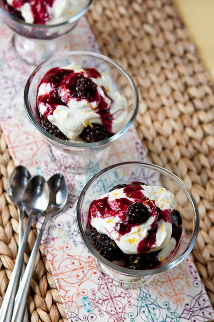 Lemon and Lime Cream Parfaits with Blackberries