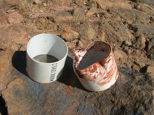 Plastic collar, melted by the warmth of the ground heated by the hydrothermal system on Pantelleria