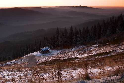 morning snow sunrise hills arber bayerischerwald bavarianforest