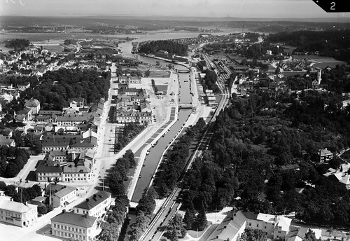 old blackandwhite bw vintage town photo view sweden small 1940 images 1940s aerialphoto airphoto smalltown hälsingland svartvitt söderhamn flygfoto stadsvy