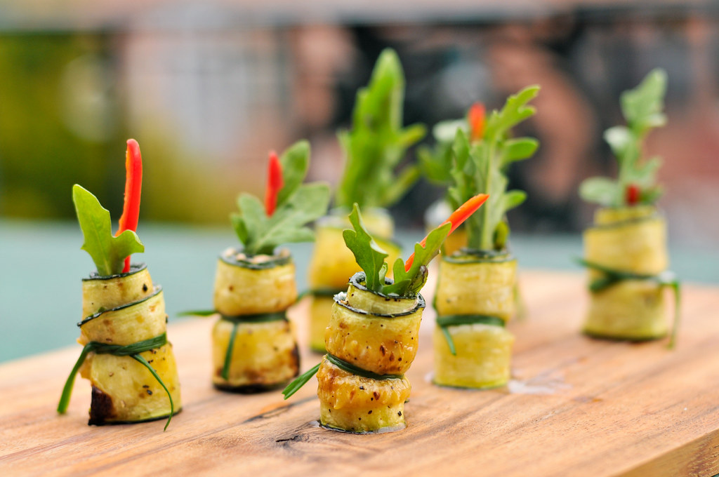 Zucchini Rolls with Goat Cheese and Mint