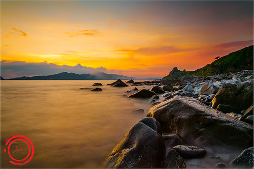 sunset orange tree beach stone rocks alone quiet peace bataan