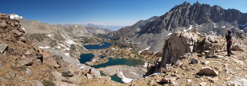 Panorama looking north into the Bishop Creek Watershed from the Sierra Crest west of Bishop Pass