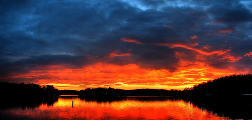 sunset lake reflection arkansas hdr lakethunderbird cherokeevillage