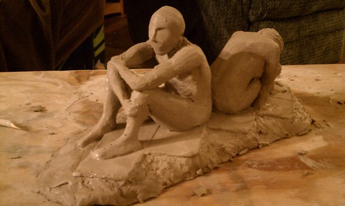 sculpture male kitchen female nude tile bathroom fight clay figure figurine tilefloor