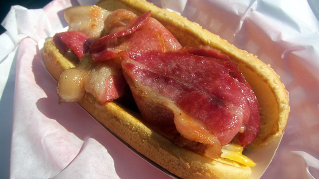 bacon cheese hot dog at oki-dog