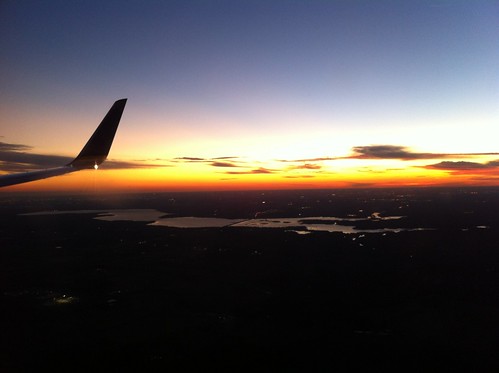 sunset lake window airplane seat houston continental 111111
