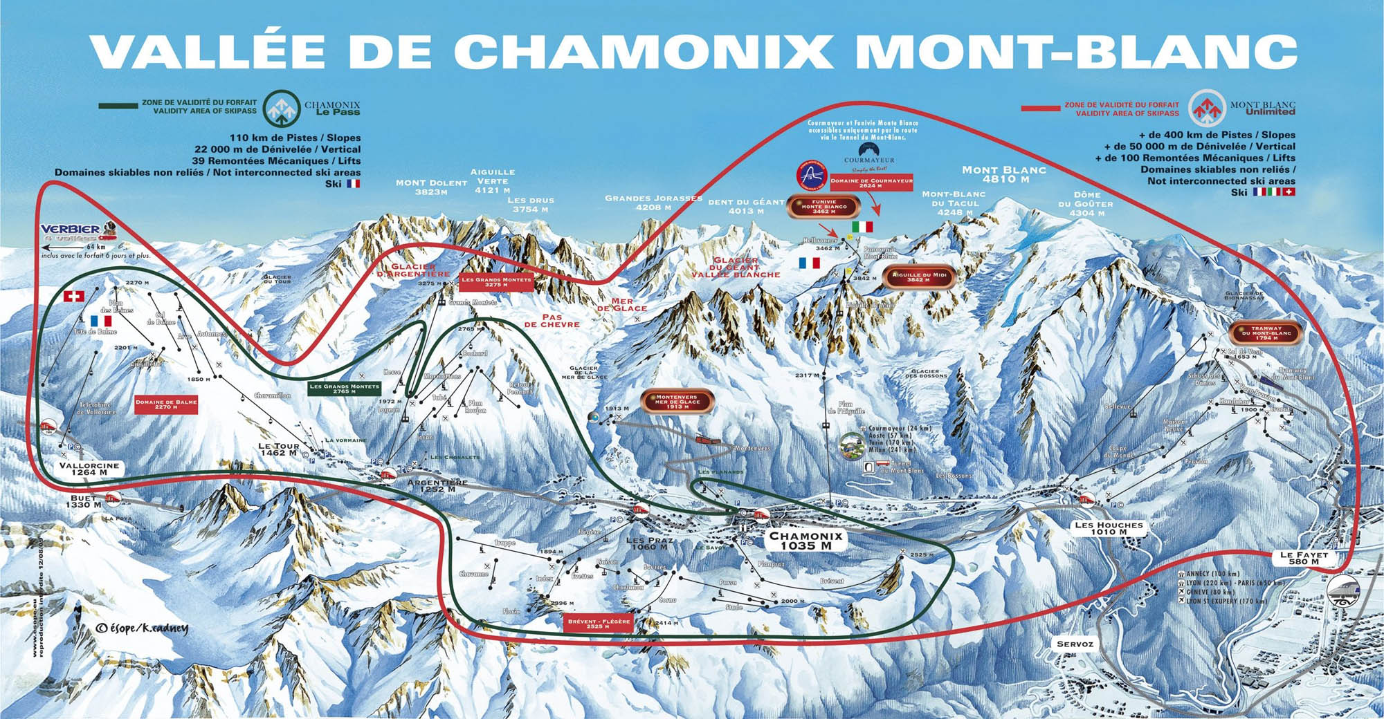 mont blanc mapa Mapa sjezdovek Chamonix Mont Blanc   SNOW.CZ   lyžování mont blanc mapa